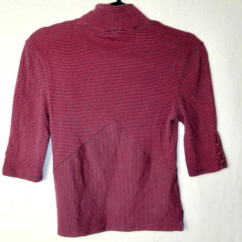 Free People We the Free Burgundy Striped Turtleneck Small